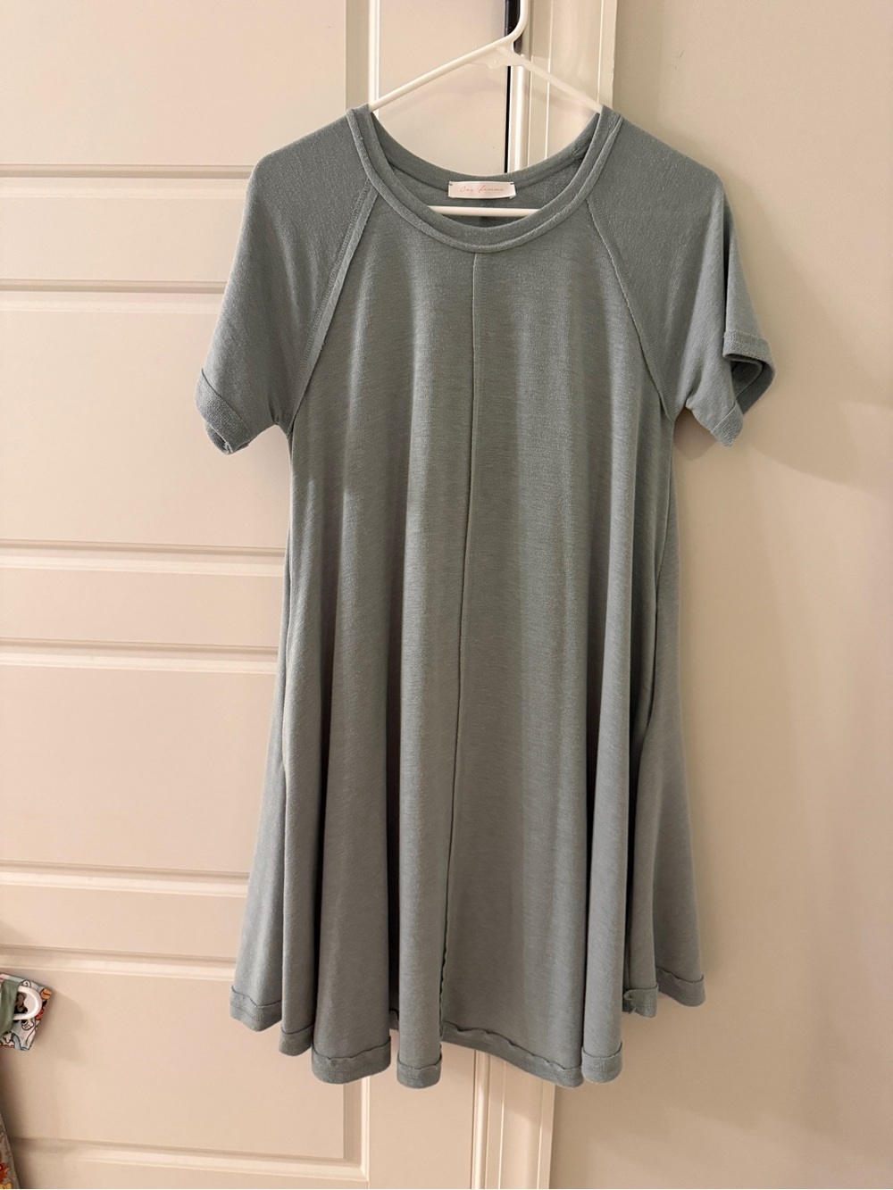 Soft Swing Short Sleeve Dress - Sage Green